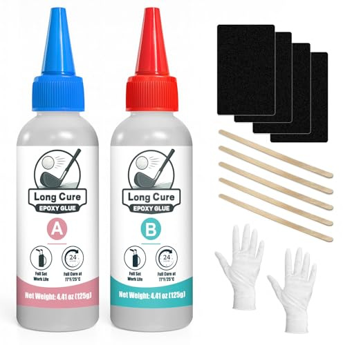 30 min Golfschläger-Epoxidharz,125+125ml Extra-Hart Golfschläger-Schaft-Epoxidharz,geeignet für alle Schlägerköpfe,Treiber,Putter und Eisen,kompatibel mit Graphit- und Stahlschäften(lange Aushärtung)