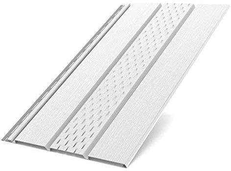 Panneaux en plastique blanc RAL9010 - Aspect bois - Panneaux muraux - Revêtement mural - Revêtement inférieur de toit - Panneaux perforés - 1,50 x 0,305 m