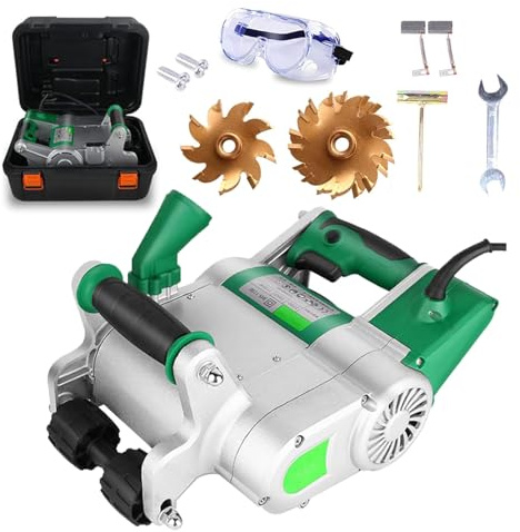 QianCruxtacy Rainureuse murale électrique sans poussière 1100 W, pour travaux de construction et de rénovation, comprend des lames pour différentes largeurs (25 mm/35 mm) et profondeur réglable