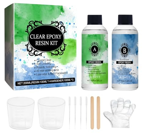 Epoxy Resin Kit - 2x3oz Clear Epoxy Resin | Hardener, Anti-Yellowing, Self-Leveling, High-Gloss | Fast-Curing Epoxys For Jewelry, Art, River Tables, Casting, Embedding & Repair Projects