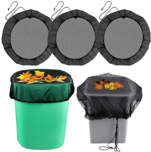 Regentonnen Netz 3 Stück, 80cm Verstellbares Regentonne Abdeckung | 80cm Durchmesser Regentonne Mückenschutz mit Gummizug, Schutznetz RegentonneNetz Schutz vor Laub und Insekt