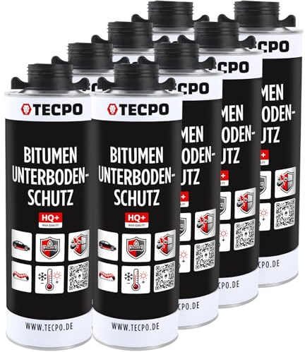 TECPO Unterbodenschutz Bitumen Schwarz 8 Liter UBS Saugdose Steinschlagschutz Korrosionsschutz Rostschutz Unterboden Auto Kfz Langzeit
