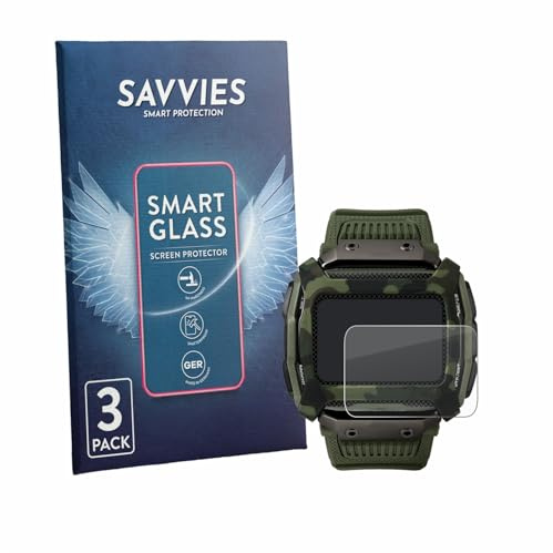 Savvies 3 Stück Panzer Schutz Glas für Timex Command Shock 9H Schutzfolie HD Klar, Blasenfrei, Anti-Fingerabdruck, Stoßfest, Displayschutz