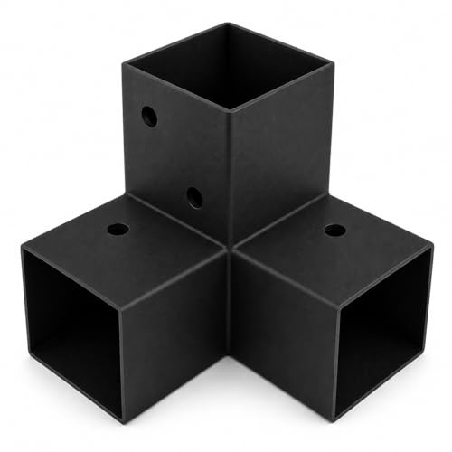 Heavy Duty Three Way Pergola Corner Bracket Connector – Black Powder Coated Steel Connector for Timber Pergolas - 100mm - 4x4