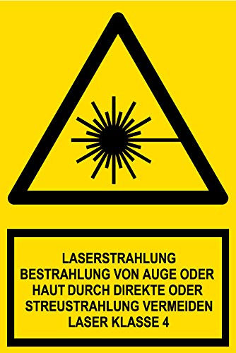 Warnschild Laserstrahlung Klasse 4 - Folie selbstklebend - 20x30 cm