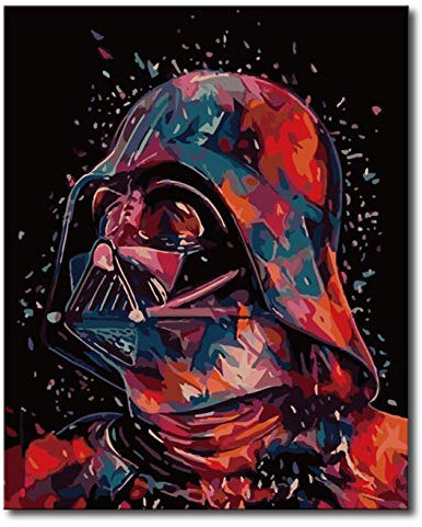 Shukqueen Malen nach Zahlen für Erwachsene, Anfänger, Kinder, DIY ölgemälde Feiertagsgeschenke, Darth Vader, 20x26 Zoll (Ohne Rahmen)