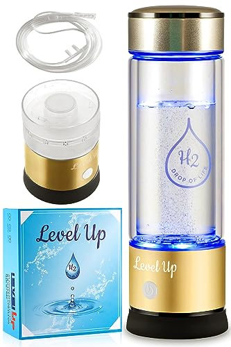 Level Up Way - Generatore di bottiglie d'acqua idrogeno - Nuova tecnologia Ionizzatore d'acqua di vetro - SPE ionico membrana - vetro borosilicato alto 368,5 g (oro)