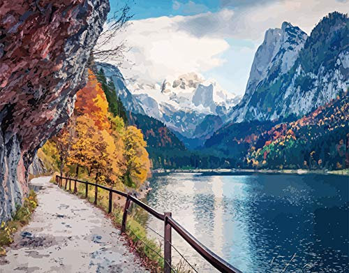 ABEUTY Wandkunst Flussufer Wald Pfad Malen nach Zahlen, DIY Ölgemälde auf Leinwand Gemälde 40x50cm