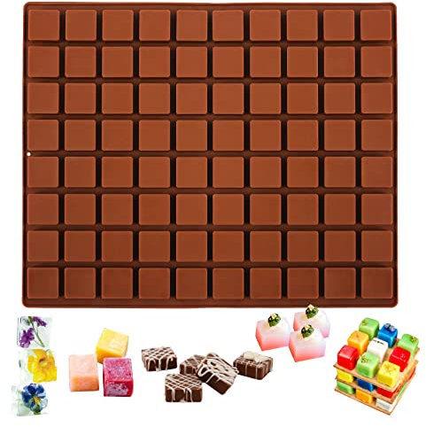 Sakolla Moule à chocolat carré, 80 cavités en silicone pour chocolat, caramel, praline, glaçons, gelée et gomme (café)