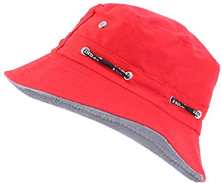 MoreChioce Faltbarer Sonnenhut,Unisex Baumwolle Hut Sommerhut Mit Breite Krempe für Damen und Herren,Rot