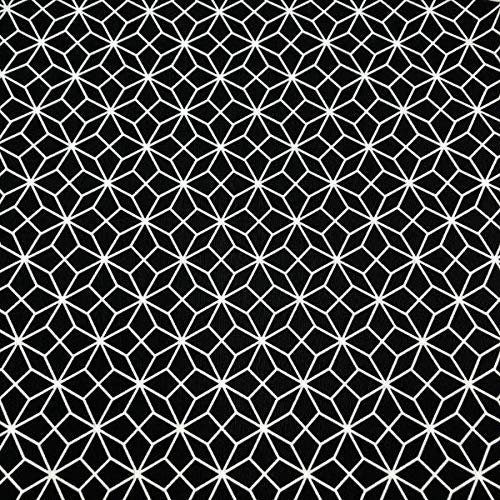 Kt KILOtela Bedruckter Leinenstoff Meterware - Breite 280 cm - Länge wählbar 50 in 50 cm, geometrisch, achteckig - Schwarz, Weiß