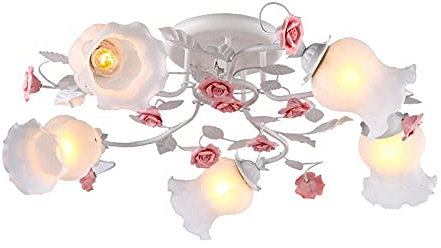 Lilac Fower Shop Lamp Lámpara De Techo De Vidrio De Cristal De Metal De Color Rosa