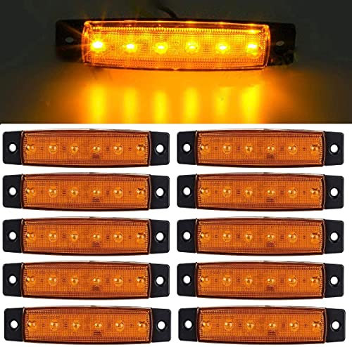 GSRECY 10 Stück 3,8 6 LED Side Led Marker Trailer Marker Lights Für LKW, EMARK CE Diy Licht, Rear Side Marker Light, Truck Cab Marker Lights, RV Marker Light (24V, Gelb)