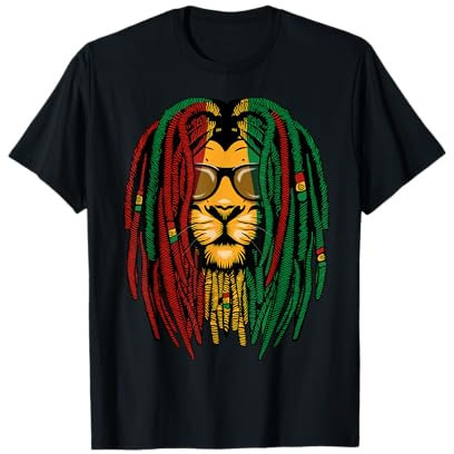 Reggae Löwe Dreadlocks Wildkatze Rasta Afrika Rastafari Look T-Shirt