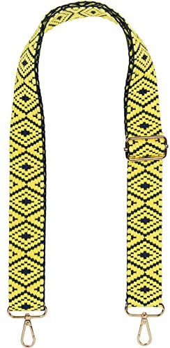 styleBREAKER Taschen Schulterriemen mit Azteken Muster, Wechsel Taschengurt mit Karabinerhaken, verstellbar, Handyband, Handykette 02013015, Farbe:Gelb-Dunkelblau