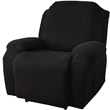 FANSU Stretchhusse für Relaxsessel Komplett Sesselschoner für Recliner Chair, Einfarbig Sesselbezug mit Taschen Wohnzimmer Elastisch Bezug für Fernsehsessel (Schwarz, 1 Sitzer)