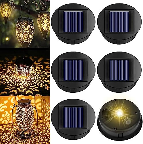 AVCXEC 6 Stück Solarleuchten Ersatz Top, 8 cm Solar Ersatzdeckel mit LED für Gartenleuchten, Solarleuchten Ersatzteile, LED Solarpanel Laterne Deckel, Wasserdicht Solarleuchten Solarmodul Ersatz
