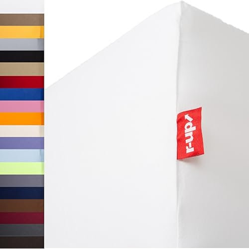 r-up Beste Spannbettlaken VE 200x220-220x240 bis 35cm Höhe viele Farben 95% Baumwolle / 5% Elastan 230g/m² Oeko-TEX stressfrei auch für hohe Matratzen (Weiss)