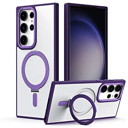 TECHGEAR Galaxy S23 Ultra Stand Case [Fusion Armour Ring] Hybrid Tough Rugged Protective Magnetic Kickstand Case, Wireless Charging Compatible Case for Samsung Galaxy S23 Ultra [Purple]