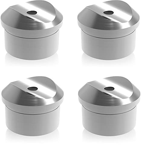 PRIOstahl Handlaufstütze Rohradapter Stütze Handlaufverbinder Rohrverbinder x 4 Stück Ø 42,4 mm mit Mittelbohrung: 9 mm runder Adapter - Halterung für Rohr Rundrohr Pfosten aus Edelstahl V2A