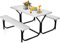 HOMASIS Mesa y bancos cervecería, mesa y sillas de exterior, juego de muebles de jardín, banco de jardín, mesa de picnic con silla, mueble para bar, restaurante, 136,5 x 150 x 72 cm (blanco)