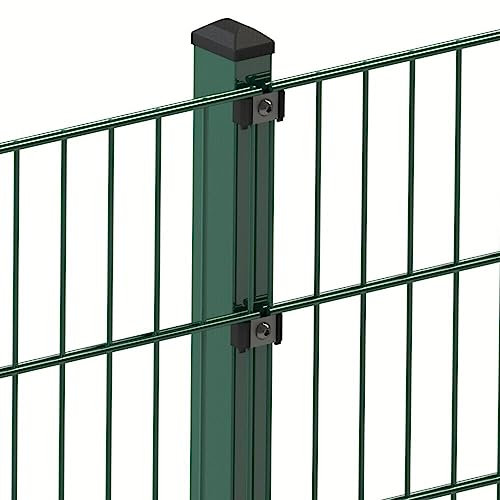 auf-mass24 Doppelstabmattenzaun 6/5/6 RAL6005 Moosgrün mit 3X Eckpfosten Länge und Höhe wählbar Doppel-Stab Matten Zaun Draht Gitterzaun Metallzaun (25, 1.43)