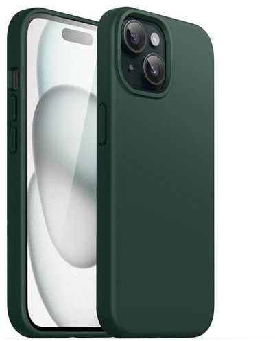 JETech Silicone Case for iPhone 15 6.1-Inch, Silky-Soft Touch Full-Body Protective Phone Case, Shockproof Cover (Midnight Green)