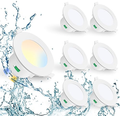 ALUSSO LIGHTING LED Einbaustrahler 230V Dimmbar LED Spots 10W IP65 Deckenspots Warmweiß Neutralweiß Kaltweiß Einbauspots Deckenstrahler, Weiss, 6er Set