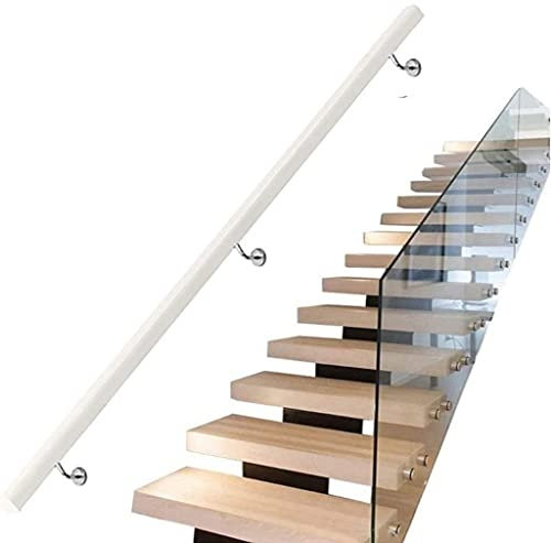 Mains Courantes Blanches pour Escaliers/Marches Extérieures/Intérieur, Mains Courantes d'Escalier en Bois pour Personnes Âgées/Enfants, Jardin d'enfants/Maison/Porche/Corridor Décor Main