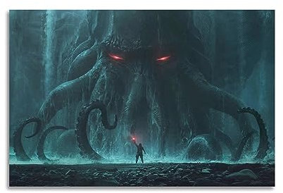 VZRSQZK Mythisches Cthulhu-Poster, dekoratives Gemälde, Leinwand, Wandposter und Kunstdruck, modernes Familienschlafzimmer-Dekor-Poster, 20 x 30 cm