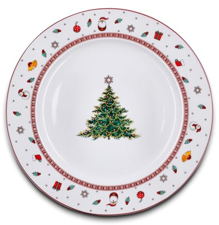 Peill+Putzler Germany Weihnachtsgeschirr,großer Keksteller mit Weihnachtsmuster, Geschirr für Weihnachten, feinstes Bon China Porzellan in weiß, mit Goldrand daher nur Handwäsche