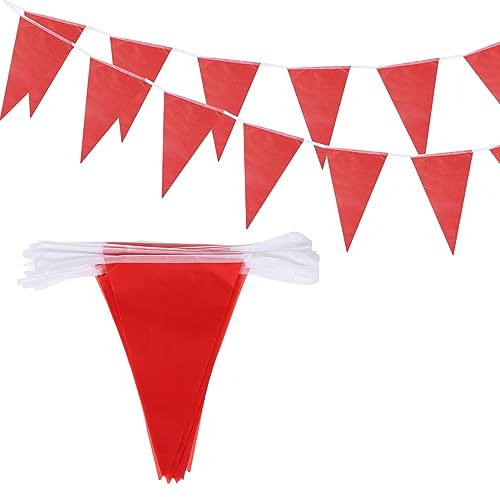 QUARKZMAN 2uds 50 Ft Rojo Guirnalda Bandera Banderines Cordones Triángulo Colgante Triángulo Banderas para Decoraciones Festivas , Boda , Cumpleaños Fiesta