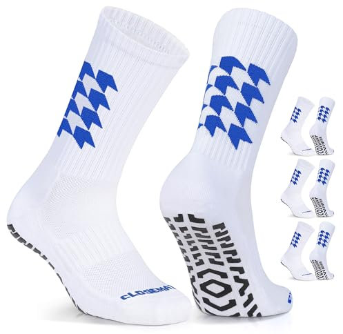 CLOSEMATE 3 Paar Rutschfeste Fußballsocken Herren Damen 43-46 39-42 Anti Rutsch Athletic Socken Sportsocken für Fußball Basketball Yoga Wandern Trekking Laufen Dunkelblau L