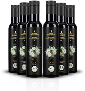 Premium BIO Schwarzkümmelöl – kaltgepresst & ungefiltert – hoher Thymochinongehalt - 100% Nigella sativa aus Ägypten – laborgeprüft & lichtgeschützt im Miron Violettglas (6x250 ml)