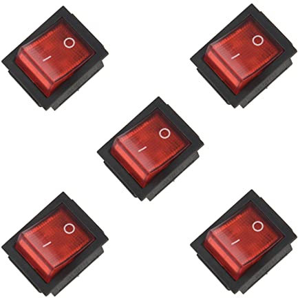 Fivetwofive 5X Luz Roja 4 Pin DPST ON/OFF Interruptor Basculante 15A/250V 20A/125V AC 28X22mm