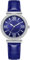 NUOVO Damen 39.5mm Strass Lünette Kleid Uhr 30m Wasserbeständige große Damenuhren Sliver Fall mit blauem Zifferblatt und blauem Lederarmband