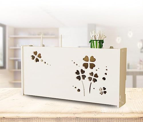 Router-Aufbewahrungsbox, weiße WLAN-Regalbox, Wandmontage, Wandaufbewahrungsbox, WLAN-Router-Hider, WLAN-Rack, C40 x 9,5 x 20 cm