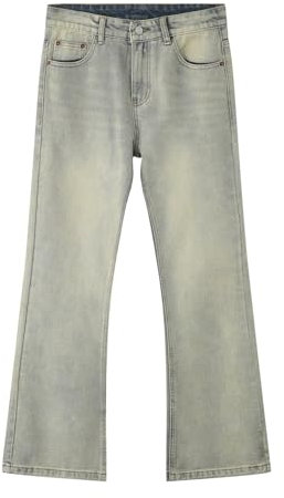 QWUVEDS Herren Slim Fit Schlagjeans Comfort Denim Hosen 60er 70er Retro Hosen Schlaghosen Jeans für Männer Hosen Herren (Yellow, M)