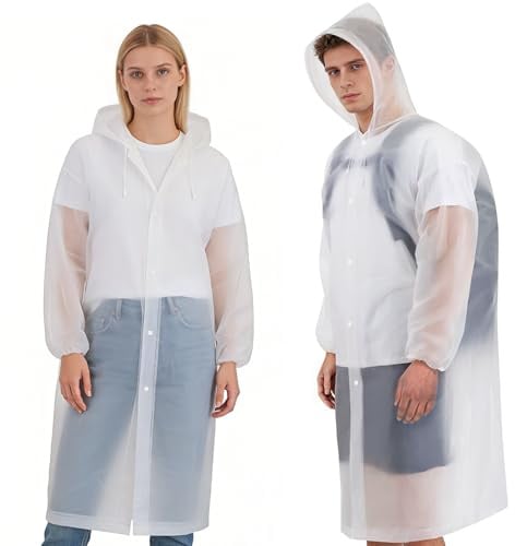 Yixker 2 Stück Regenponcho Damen/Herren Festival Wasserdicht,Leichter regenschutz Regencape,Wiederverwendbarer Regenmantel für Festival,Camping,Wandern,Angeln,Konzert,Stadion