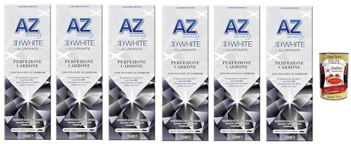 Dentifricio AZ Perfezione Carbone, Zahnpasta mit aufhellender Wirkung, mit Kohlepulver, 6x 50ml + Italian Gourmet polpa 400g