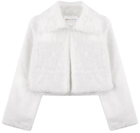 Bolerose Les Filles Confortable Fausse Fourrure Enfants Enfants Boléro Boléro en Maille Veste Manteau (Blanc, 3-4 Ans)