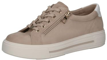 CAPRICE Damen Sneaker flach aus Leder mit Reißverschluss, Beige (Sand Suede), 41 EU