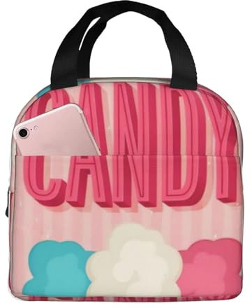 QGWDYYJQ Tragbare Lunchtasche, mit Zuckerwatte-Motiv, isoliert/gekühlt