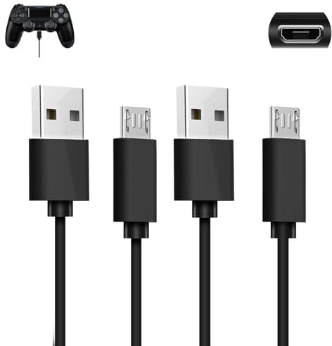 2pcs USB Charger Cable for Xbox One Controller 2M, Replacement USB Charger Wire Charging Lead for Xboxone Controller Lead Compatible with PS4, Xbox One/One S/One X Regulator Plug Charge Cable