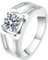 Men Engagement Ring, 14K White Gold Ring with 1ct Round Lab Grown Diamond, Size M 1/2