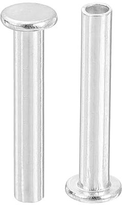 QUARKZMAN 50Pcs Rivets Semi-Tubulaires, Rivets Semi-Tubulaires à Tête Plate Ronde en Aluminium de 3mm x 16mm pour la Réparation Industrielle et Domestique, Argenté