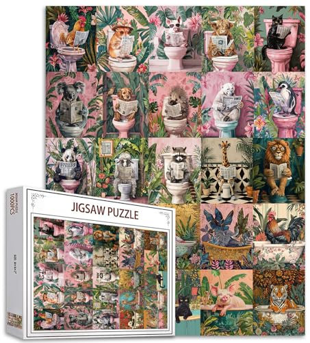 1000 Stück Jigsaw Puzzles für Erwachsene Bunte Tierwelt Badezimmer Malerei Jigsaw Puzzle Badewanne Tier Puzzles Spiel Botanical Leaves Wall Decor DIY Craft Puzzle Badezimmer Tiere Kunst 27 x 20 Zoll