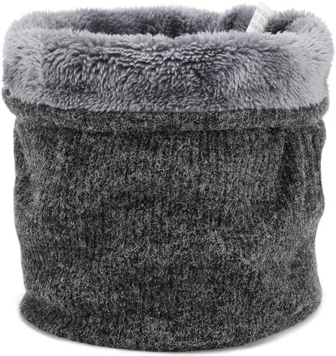 BARFULKER Winter Halsschlauch Herren Damen Warm Gefüttert Strickschal - Schlauchschal Halswärmer Gesichtsschal Fleece Loop Schal Winddichte Gesichtsmaske,Dunkelgrau