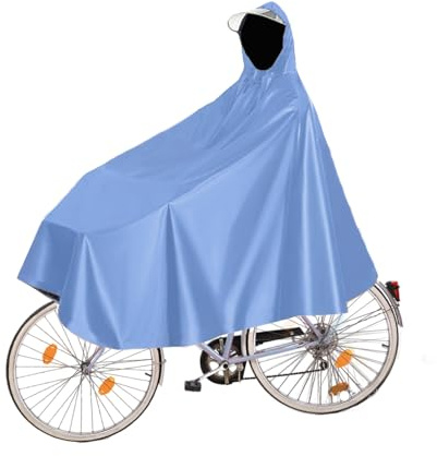 Fayemint Wasserdicht Radfahren Regen Poncho, Fahrrad Compact Regen Cape, Radfahren Regen Poncho mit Kapuze, für Fahrräder, Mountainbikes, Elektrofahrräder (Hellblau)