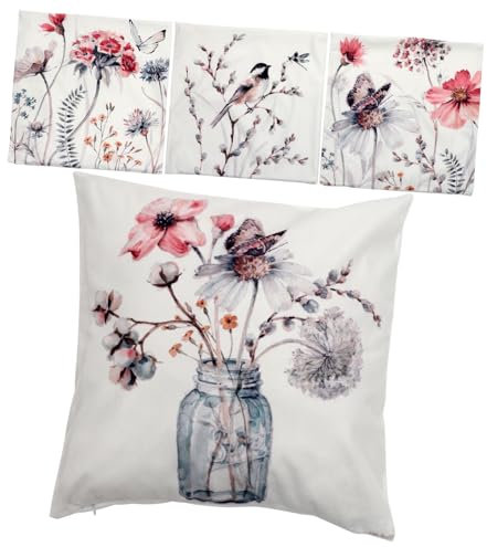 BESTOYARD 4 Stück Kissenbezug Kissenbezüge Federkissen Kissen dekorativ Blumendekoration Pillowcase kopfkissen Set sofakissen bezug couchkissen bezug Kissenset Wurfkissen Decken Polyester